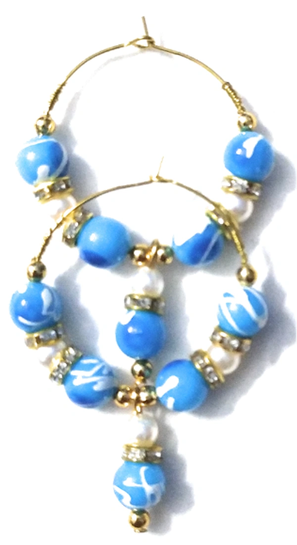 NIBRAS Designer Acrylic Beads Golden Hoop Earrings - B09JFV5XGL, 7 gm, 4mm x 6mm x 1mm
